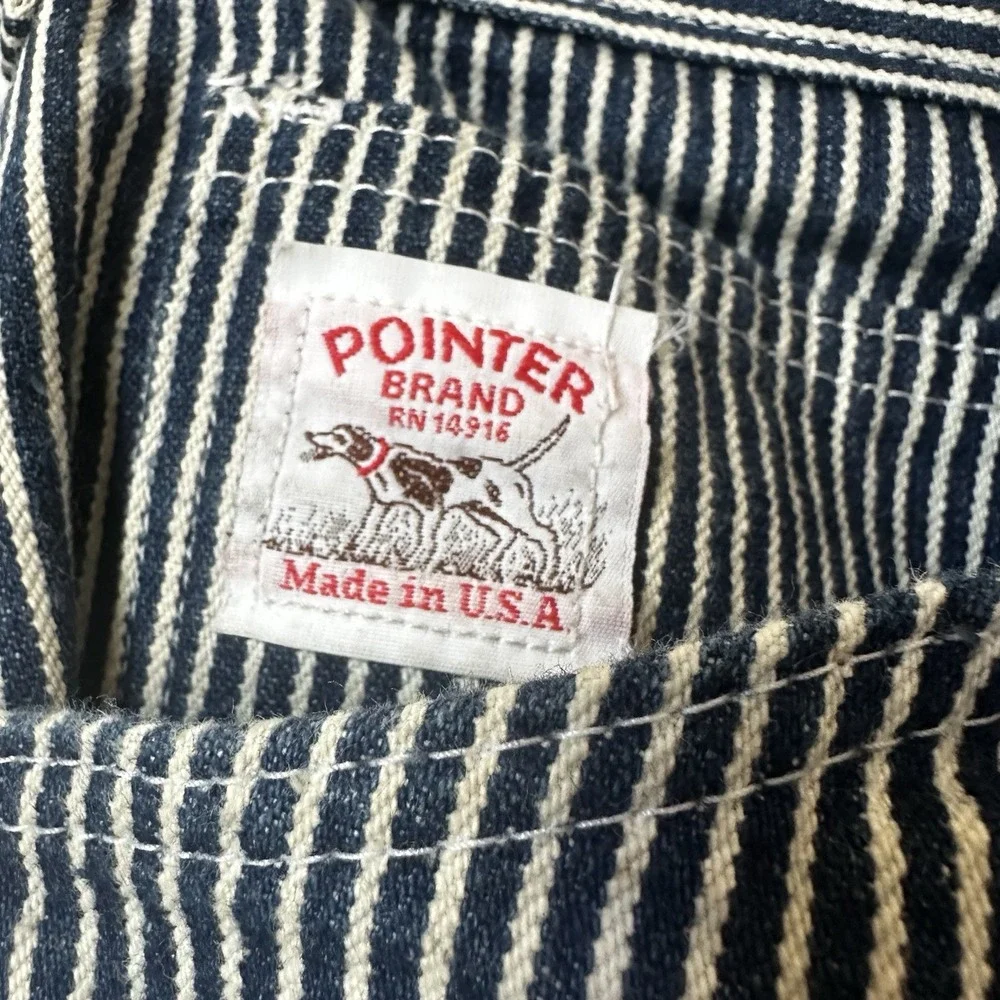 Pointer Brand USA Hickory Striped Denim Carpenter Pant Railroad Blue Sz 32 x 32